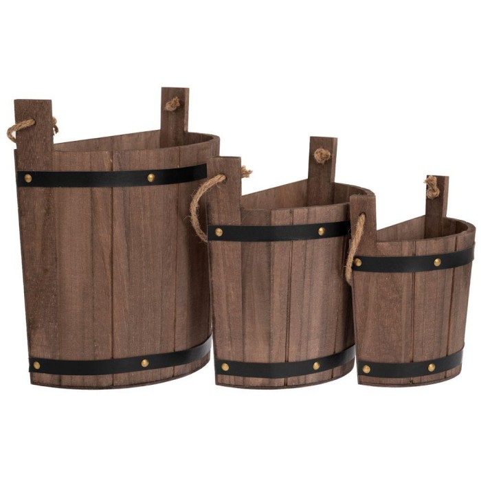 SET 3 SECCHI FIORIERE LEGNO